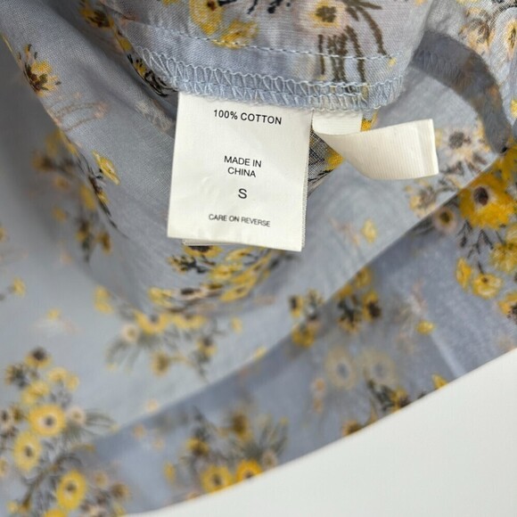 HAPPY X NATURE Light Blue Yellow Floral Boxy Lightweight 100% Cotton Shirt Small - Picture 8 of 8